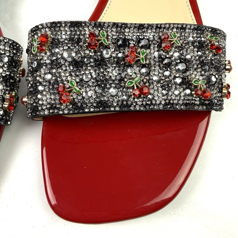 Betsey Johnson Sunny Shoes 8.5 Rhinestone Crystal Glass Cherry Heels Brand New - Picture 5 of 12